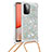 Silikon Hülle Handyhülle Gummi Schutzhülle Flexible Tasche Bling-Bling mit Schlüsselband Lanyard S03 für Samsung Galaxy A72 4G Silber