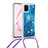 Silikon Hülle Handyhülle Gummi Schutzhülle Flexible Tasche Bling-Bling mit Schlüsselband Lanyard S03 für Samsung Galaxy A81 Blau