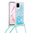 Silikon Hülle Handyhülle Gummi Schutzhülle Flexible Tasche Bling-Bling mit Schlüsselband Lanyard S03 für Samsung Galaxy A81 Hellblau