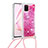 Silikon Hülle Handyhülle Gummi Schutzhülle Flexible Tasche Bling-Bling mit Schlüsselband Lanyard S03 für Samsung Galaxy A81 Pink