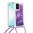 Silikon Hülle Handyhülle Gummi Schutzhülle Flexible Tasche Bling-Bling mit Schlüsselband Lanyard S03 für Samsung Galaxy A91 Violett