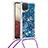 Silikon Hülle Handyhülle Gummi Schutzhülle Flexible Tasche Bling-Bling mit Schlüsselband Lanyard S03 für Samsung Galaxy F12 Blau