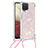 Silikon Hülle Handyhülle Gummi Schutzhülle Flexible Tasche Bling-Bling mit Schlüsselband Lanyard S03 für Samsung Galaxy F12 Rosa
