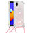 Silikon Hülle Handyhülle Gummi Schutzhülle Flexible Tasche Bling-Bling mit Schlüsselband Lanyard S03 für Samsung Galaxy M01 Core Rosa