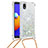 Silikon Hülle Handyhülle Gummi Schutzhülle Flexible Tasche Bling-Bling mit Schlüsselband Lanyard S03 für Samsung Galaxy M01 Core Silber