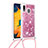 Silikon Hülle Handyhülle Gummi Schutzhülle Flexible Tasche Bling-Bling mit Schlüsselband Lanyard S03 für Samsung Galaxy M10S