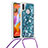 Silikon Hülle Handyhülle Gummi Schutzhülle Flexible Tasche Bling-Bling mit Schlüsselband Lanyard S03 für Samsung Galaxy M11 Blau