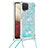 Silikon Hülle Handyhülle Gummi Schutzhülle Flexible Tasche Bling-Bling mit Schlüsselband Lanyard S03 für Samsung Galaxy M12 Hellblau