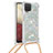 Silikon Hülle Handyhülle Gummi Schutzhülle Flexible Tasche Bling-Bling mit Schlüsselband Lanyard S03 für Samsung Galaxy M12 Silber