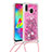 Silikon Hülle Handyhülle Gummi Schutzhülle Flexible Tasche Bling-Bling mit Schlüsselband Lanyard S03 für Samsung Galaxy M20 Pink