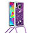 Silikon Hülle Handyhülle Gummi Schutzhülle Flexible Tasche Bling-Bling mit Schlüsselband Lanyard S03 für Samsung Galaxy M20 Violett