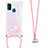 Silikon Hülle Handyhülle Gummi Schutzhülle Flexible Tasche Bling-Bling mit Schlüsselband Lanyard S03 für Samsung Galaxy M21 Rosa