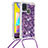 Silikon Hülle Handyhülle Gummi Schutzhülle Flexible Tasche Bling-Bling mit Schlüsselband Lanyard S03 für Samsung Galaxy M31 Violett