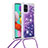 Silikon Hülle Handyhülle Gummi Schutzhülle Flexible Tasche Bling-Bling mit Schlüsselband Lanyard S03 für Samsung Galaxy M40S