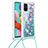 Silikon Hülle Handyhülle Gummi Schutzhülle Flexible Tasche Bling-Bling mit Schlüsselband Lanyard S03 für Samsung Galaxy M40S Grün