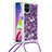 Silikon Hülle Handyhülle Gummi Schutzhülle Flexible Tasche Bling-Bling mit Schlüsselband Lanyard S03 für Samsung Galaxy M51 Violett