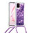 Silikon Hülle Handyhülle Gummi Schutzhülle Flexible Tasche Bling-Bling mit Schlüsselband Lanyard S03 für Samsung Galaxy M60s Violett