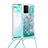 Silikon Hülle Handyhülle Gummi Schutzhülle Flexible Tasche Bling-Bling mit Schlüsselband Lanyard S03 für Samsung Galaxy M80S Grün