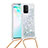 Silikon Hülle Handyhülle Gummi Schutzhülle Flexible Tasche Bling-Bling mit Schlüsselband Lanyard S03 für Samsung Galaxy M80S Silber