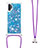 Silikon Hülle Handyhülle Gummi Schutzhülle Flexible Tasche Bling-Bling mit Schlüsselband Lanyard S03 für Samsung Galaxy Note 10 Plus 5G Blau