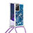 Silikon Hülle Handyhülle Gummi Schutzhülle Flexible Tasche Bling-Bling mit Schlüsselband Lanyard S03 für Samsung Galaxy Note 20 Ultra 5G Blau