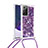 Silikon Hülle Handyhülle Gummi Schutzhülle Flexible Tasche Bling-Bling mit Schlüsselband Lanyard S03 für Samsung Galaxy Note 20 Ultra 5G Violett