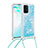 Silikon Hülle Handyhülle Gummi Schutzhülle Flexible Tasche Bling-Bling mit Schlüsselband Lanyard S03 für Samsung Galaxy S10 Lite Hellblau
