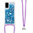 Silikon Hülle Handyhülle Gummi Schutzhülle Flexible Tasche Bling-Bling mit Schlüsselband Lanyard S03 für Samsung Galaxy S20 Blau
