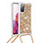 Silikon Hülle Handyhülle Gummi Schutzhülle Flexible Tasche Bling-Bling mit Schlüsselband Lanyard S03 für Samsung Galaxy S20 FE 5G Gold