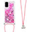 Silikon Hülle Handyhülle Gummi Schutzhülle Flexible Tasche Bling-Bling mit Schlüsselband Lanyard S03 für Samsung Galaxy S20 Pink