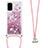 Silikon Hülle Handyhülle Gummi Schutzhülle Flexible Tasche Bling-Bling mit Schlüsselband Lanyard S03 für Samsung Galaxy S20 Rot