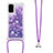 Silikon Hülle Handyhülle Gummi Schutzhülle Flexible Tasche Bling-Bling mit Schlüsselband Lanyard S03 für Samsung Galaxy S20 Violett