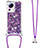 Silikon Hülle Handyhülle Gummi Schutzhülle Flexible Tasche Bling-Bling mit Schlüsselband Lanyard S03 für Xiaomi Mi 13 Lite 5G Violett