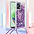Silikon Hülle Handyhülle Gummi Schutzhülle Flexible Tasche Bling-Bling mit Schlüsselband Lanyard S03 für Xiaomi Poco X5 5G Violett
