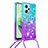 Silikon Hülle Handyhülle Gummi Schutzhülle Flexible Tasche Bling-Bling mit Schlüsselband Lanyard YB1 für Xiaomi Poco X5 5G Hellblau