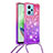 Silikon Hülle Handyhülle Gummi Schutzhülle Flexible Tasche Bling-Bling mit Schlüsselband Lanyard YB1 für Xiaomi Poco X5 5G Pink