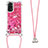 Silikon Hülle Handyhülle Gummi Schutzhülle Flexible Tasche Bling-Bling mit Schlüsselband Lanyard YB1 für Xiaomi Redmi Note 11 4G (2022) Pink