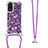 Silikon Hülle Handyhülle Gummi Schutzhülle Flexible Tasche Bling-Bling mit Schlüsselband Lanyard YB1 für Xiaomi Redmi Note 11 4G (2022) Violett