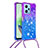 Silikon Hülle Handyhülle Gummi Schutzhülle Flexible Tasche Bling-Bling mit Schlüsselband Lanyard YB1 für Xiaomi Redmi Note 12 5G Violett