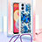Silikon Hülle Handyhülle Gummi Schutzhülle Flexible Tasche Bling-Bling mit Schlüsselband Lanyard YB2 für Samsung Galaxy A04E Blau