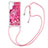 Silikon Hülle Handyhülle Gummi Schutzhülle Flexible Tasche Bling-Bling mit Schlüsselband Lanyard YB2 für Samsung Galaxy A34 5G Pink