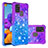 Silikon Hülle Handyhülle Gummi Schutzhülle Flexible Tasche Bling-Bling S02 für Samsung Galaxy A21s Violett