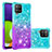 Silikon Hülle Handyhülle Gummi Schutzhülle Flexible Tasche Bling-Bling S02 für Samsung Galaxy A22 4G Hellblau