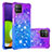 Silikon Hülle Handyhülle Gummi Schutzhülle Flexible Tasche Bling-Bling S02 für Samsung Galaxy A22 4G Violett