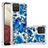 Silikon Hülle Handyhülle Gummi Schutzhülle Flexible Tasche Bling-Bling S03 für Samsung Galaxy A12 Blau