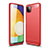 Silikon Hülle Handyhülle Gummi Schutzhülle Flexible Tasche Line für Samsung Galaxy F42 5G Rot