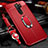Silikon Hülle Handyhülle Gummi Schutzhülle Leder Tasche mit Magnetisch Fingerring Ständer für Oppo A11X Rot