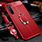 Silikon Hülle Handyhülle Gummi Schutzhülle Leder Tasche mit Magnetisch Fingerring Ständer S02 für Oppo F15 Rot