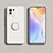 Silikon Hülle Handyhülle Ultra Dünn Schutzhülle Flexible Tasche Silikon mit Magnetisch Fingerring Ständer T02 für Xiaomi Mi 11 5G Weiß