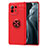 Silikon Hülle Handyhülle Ultra Dünn Schutzhülle Flexible Tasche Silikon mit Magnetisch Fingerring Ständer T04 für Xiaomi Mi 11 Lite 5G Rot